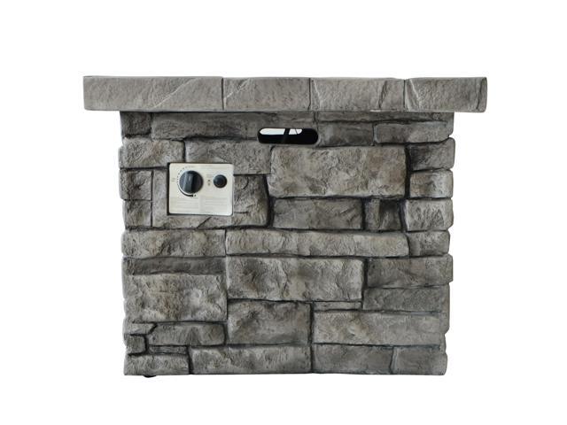 30' Outdoor Square MgO Propane Fire Pit - 40,000 BTU, Grey