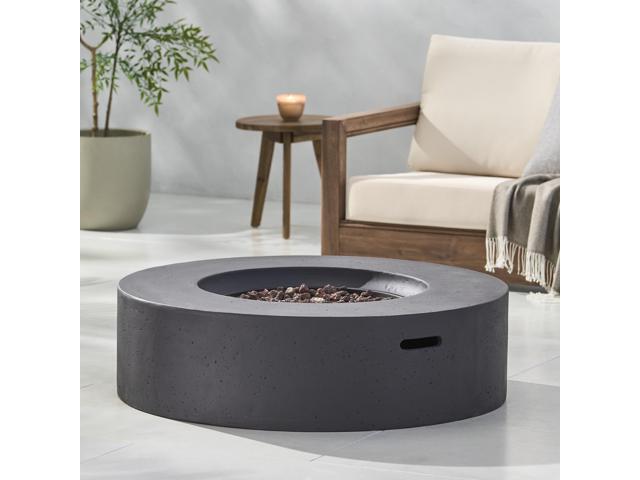 Lightweight Concrete Outdoor Circular Fire Pit, Dark Gray 50,000 BTU (Tank Cover not Included)