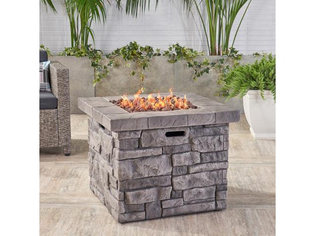 30' Outdoor Square MgO Propane Fire Pit - 40,000 BTU, Grey