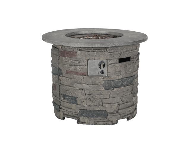 Outdoor 32' Round MgO Propane Fire Pit, Grey Top - 40,000 BTU