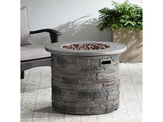 Outdoor 32' Round MgO Propane Fire Pit, Grey Top - 40,000 BTU