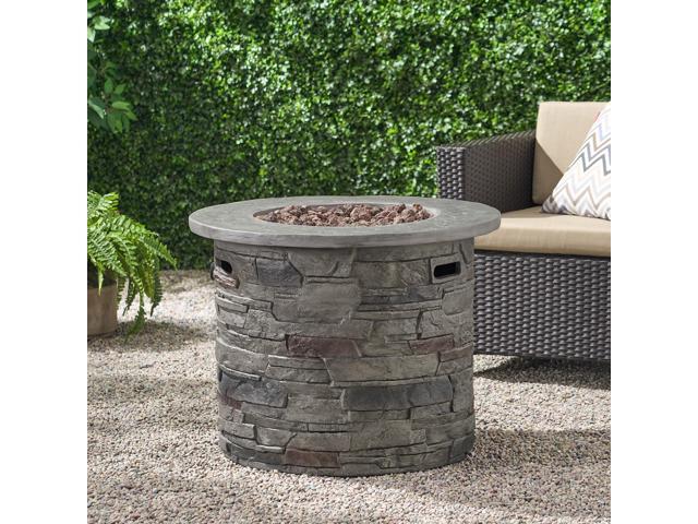 Outdoor 32' Round MgO Propane Fire Pit, Grey Top - 40,000 BTU