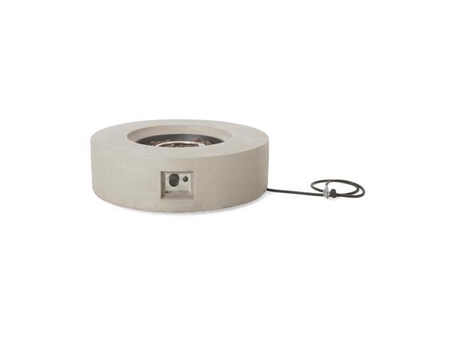 Outdoor 50,000 BTU Round MgO Concrete Propane Fire Pit, Light Grey (Tank Cover not Included)