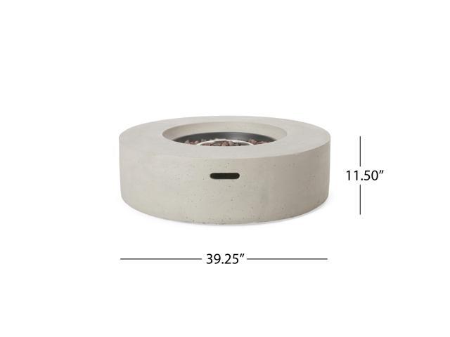 Outdoor 50,000 BTU Round MgO Concrete Propane Fire Pit, Light Grey (Tank Cover not Included)