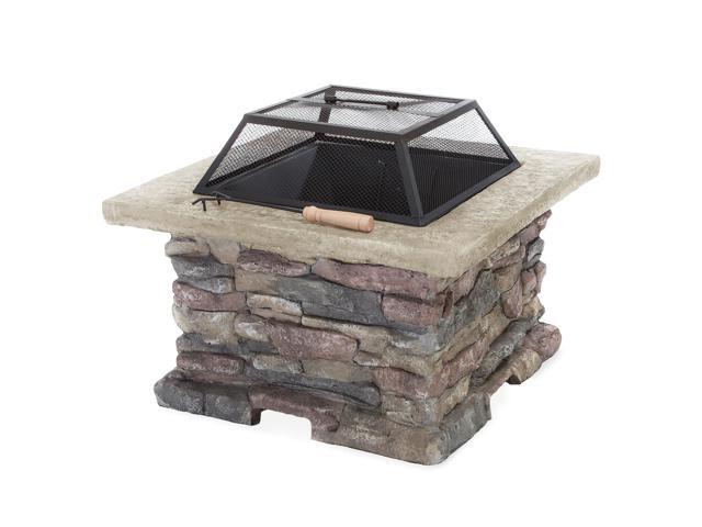 28' MGO Wood Burning Outdoor Fire Pit with Lid - Natural Stone