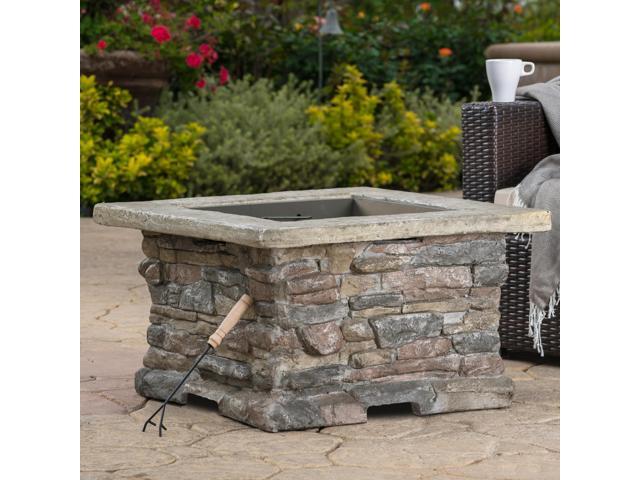28' MGO Wood Burning Outdoor Fire Pit with Lid - Natural Stone