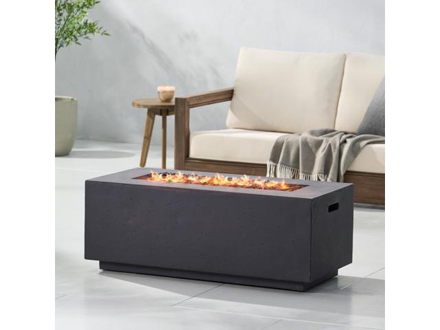 40' Outdoor 40,000 BTU Rectangular MgO Concrete Propane Fire Pit, Light Grey (Tank Cover not Included)