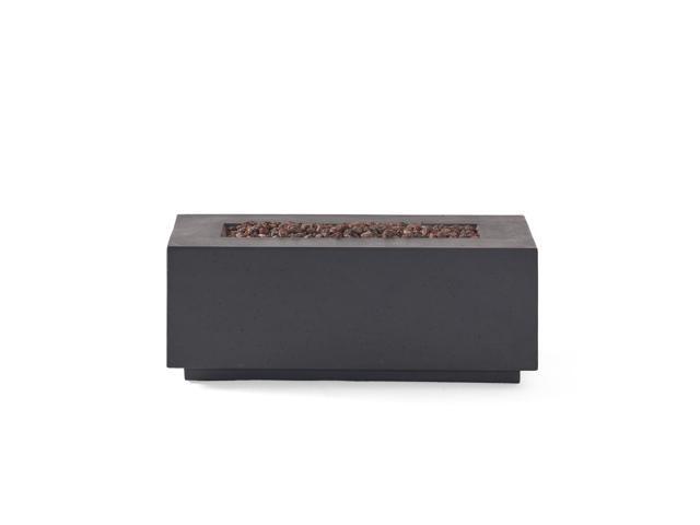 40' Outdoor 40,000 BTU Rectangular MgO Concrete Propane Fire Pit, Light Grey (Tank Cover not Included)