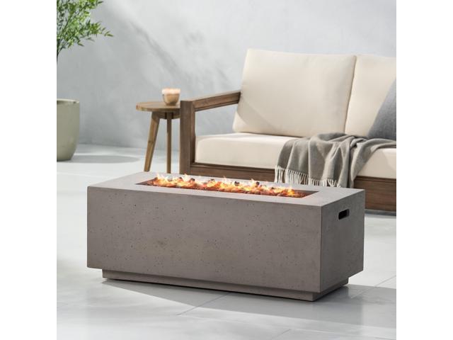 40' Outdoor 40,000 BTU Rectangular MgO Concrete Propane Fire Pit, Dark Grey (Tank Cover not Included)