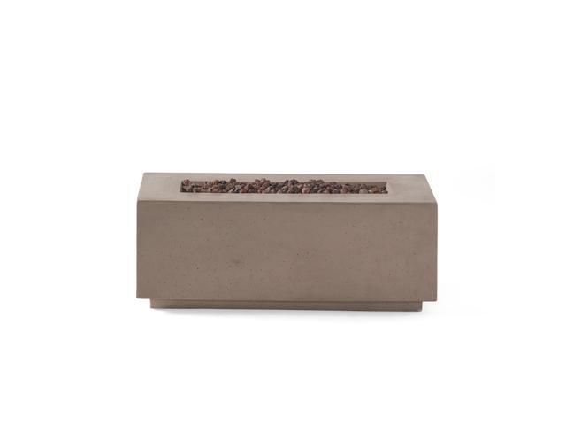 40' Outdoor 40,000 BTU Rectangular MgO Concrete Propane Fire Pit, Dark Grey (Tank Cover not Included)