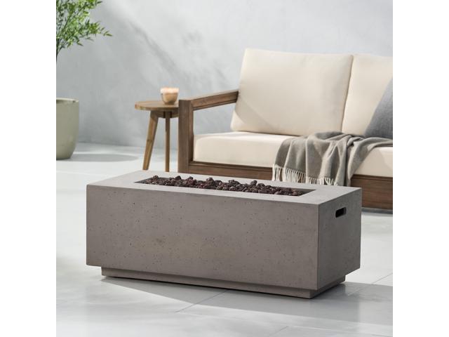 40' Outdoor 40,000 BTU Rectangular MgO Concrete Propane Fire Pit, Dark Grey (Tank Cover not Included)