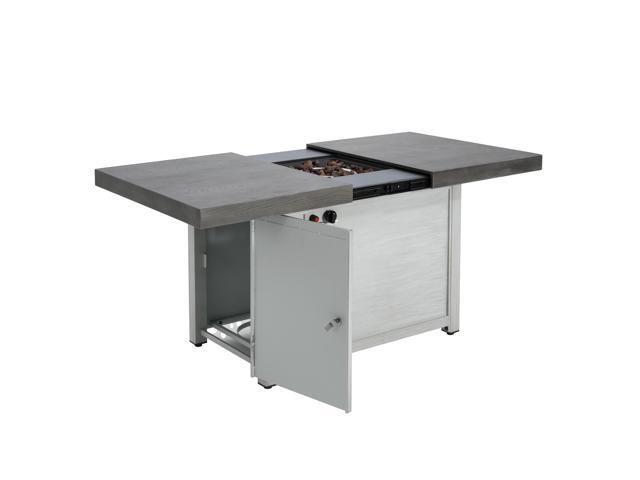 Extendable Rectangle Aluminum Alloy Fire Pit Table, 50,000BTU