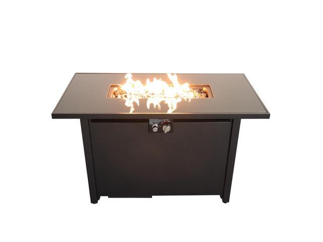 25'' H x 42'' W Steel Outdoor Fire Pit Table with Lid