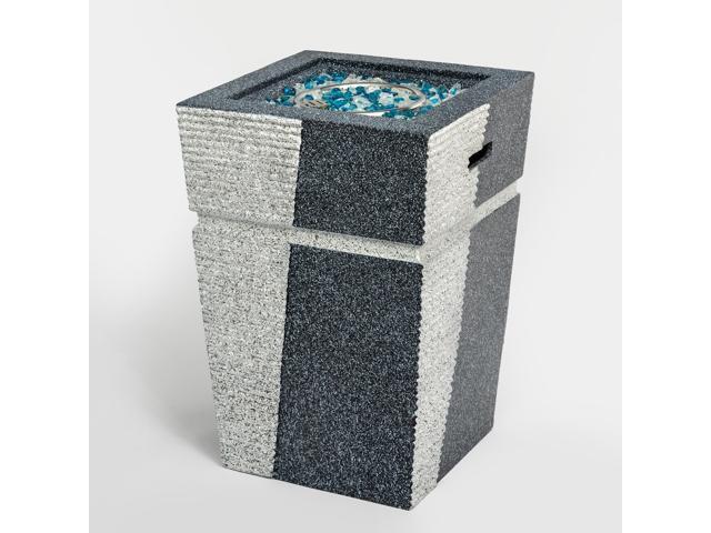 20' Propane Gas Fire Pit Table, 40000 BTU Square Concrete Fire Pit for Outside Patio Deck Garden Backyard-Light Grey-Blue