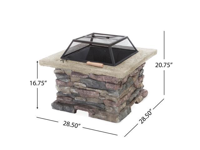 28' MGO Wood Burning Outdoor Fire Pit with Lid - Natural Stone