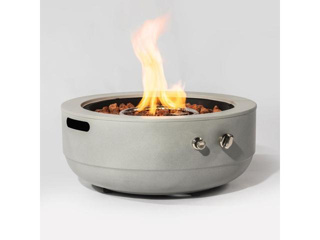 24' Propane Gas Fire Pit Bowl, 50000 BTU Round Steel Fire Pit for Outside Patio Deck Garden Backyard- Grey