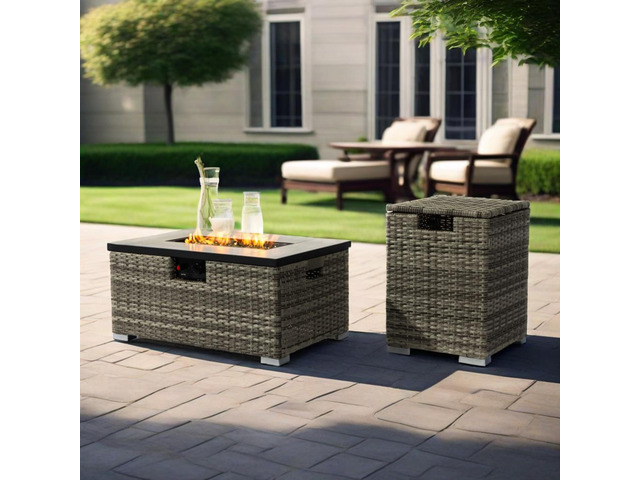 32' Propane Gas Fire Pit Table with Propane Tank Cover 2-Pieces, 50000 BTU Recta