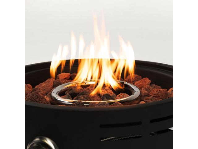 15' Propane Tabletop Gas Fire, 40000 BTU Round Steel Fire Pit for Outdoor living room Garden Balcony -Black