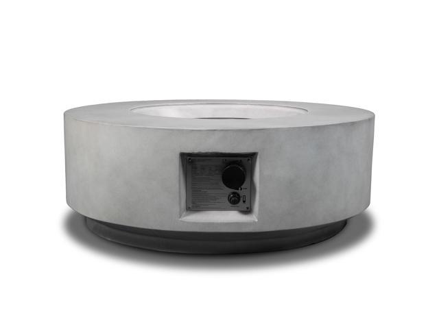 30' Propane Gas Fire Pit Table, 50000 BTU Round Concrete Fire Pit for Outside Patio Deck Garden Backyard- Light Gray