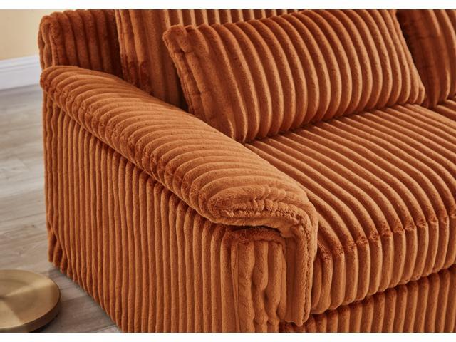 74′ Cloud Corduroy Loveseat Sofa, Modern Comfy Couches, 2-Seater Sofa Couch for Living Room, Bedroom and Small Spaces,Orange