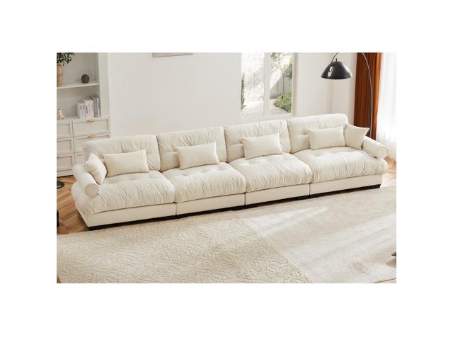 Super Comfort Oversized Modular Velvet Sectional Sofa Couch with Movable Ottoman,Corner Sectional with Bolstered Armrests, Deep Seat Cloud Couch,...