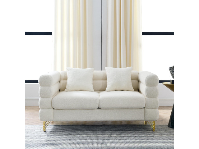 60Inch Oversized 2 Seater Sectional Sofa, Living Room Comfort Fabric Sectional Sofa-Deep Seating Sectional Sofa, Soft Sitting with 2 Pillows for...