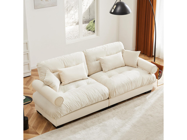 Large Size Modern Two-seater Sofa with Bolstered Armrests,Velvet 2-Seater Sofa W