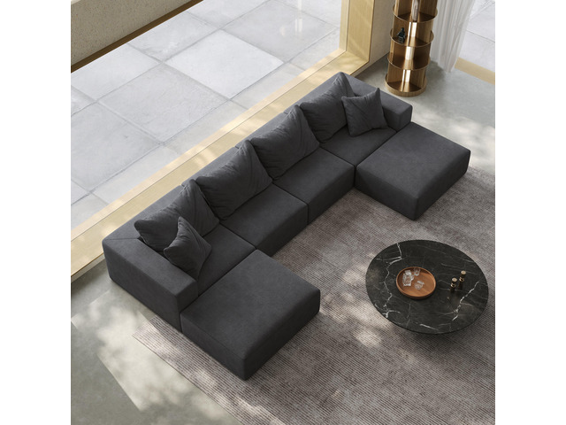 Oversized sponge cloud sofa,Modern Upholstered Sectional Sofa Couch Set,Modular 162' L Shaped Sectional Living Room Sofa Set With 6 Pillows,Free...
