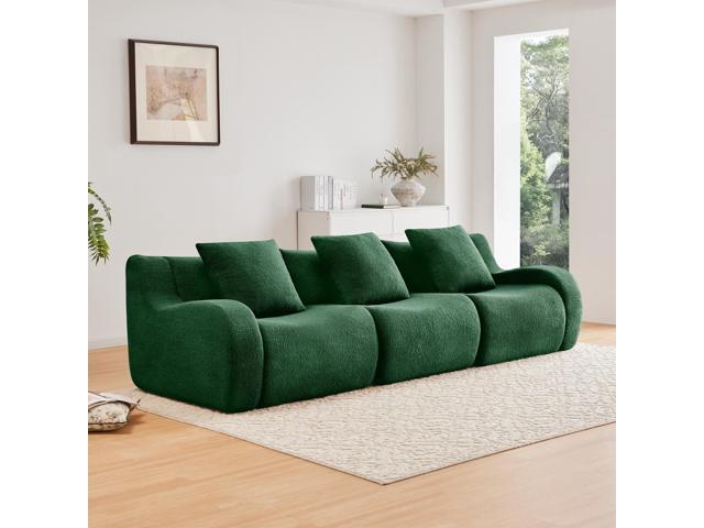 Boneless Sofa,3 Seat High-Quality Teddy Fabric,Anti-Slip Design,No Assembly Curved Armrests Streamlined,32D High Density Sponge For Living Rooms...