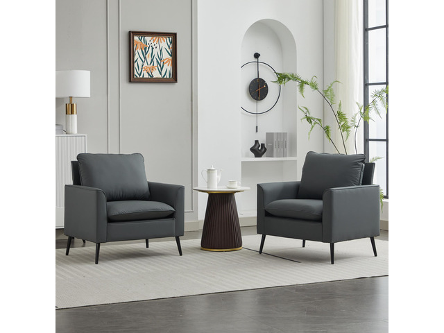 TS Cat paw leather upholstered sofa 2PC gray,Nordic retro light luxury living ro