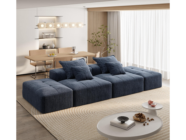 Modern Oversized Modular Sectional Sofa with 2 Ottoman and 2 seat,Sparkling Chen