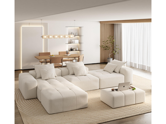 Modern Oversized Modular Sectional Sofa,Sparkling Chenille Fabric Soft Cushion S