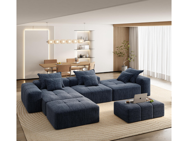 Modern Oversized Modular Sectional Sofa,Sparkling Chenille Fabric Soft Cushion S