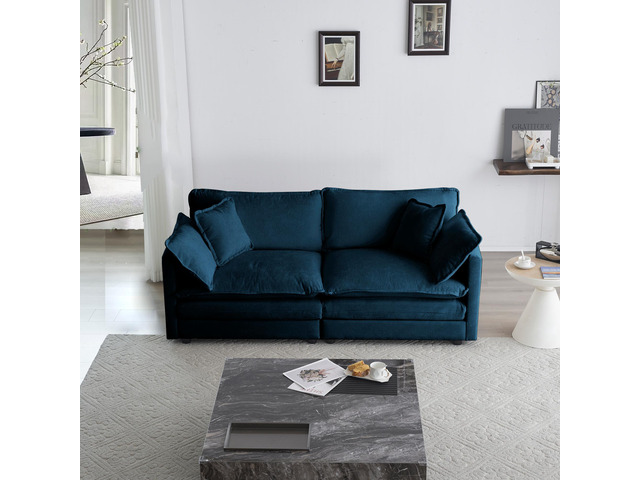 Modern Fabric Loveseat Sofa Couch for Living Room, Upholstered Large Size Deep S