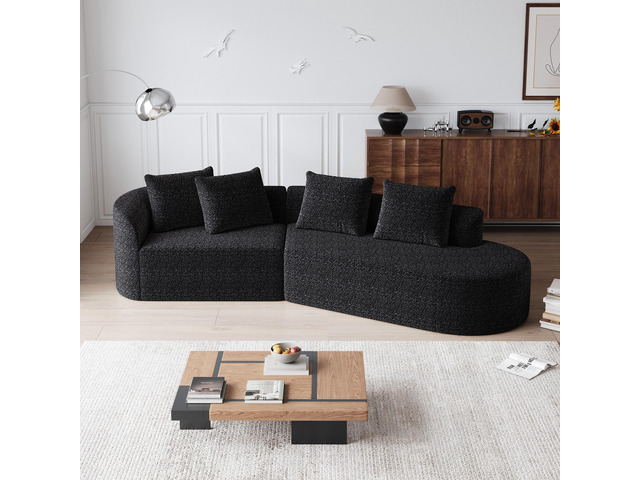 Modern Upholstered Oversized Sectional Sofa, 112-Inch Chenille 4-Seater Extra De