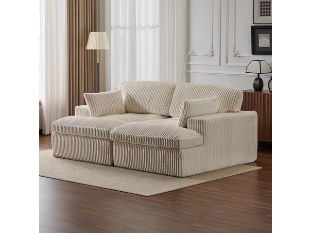 Double Chaise Lounge Chair Indoor,Oversized Upholstered Sleeper Cloud Couch,Deep Seat Luxury Sofa Bed,Sectional Sofa Chaise Love-seat,Corduroy...