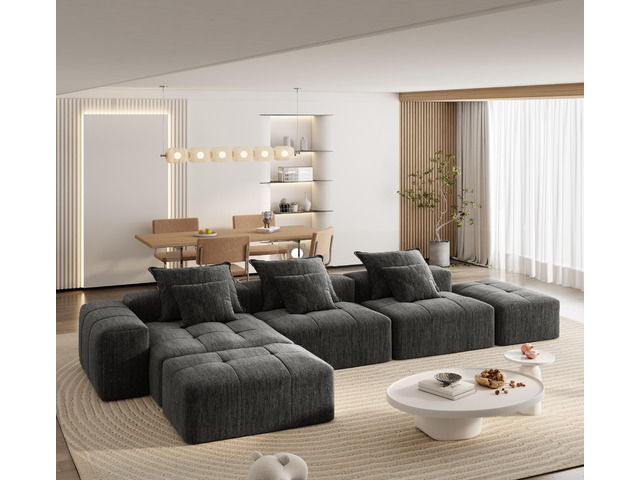 Modern Oversized Modular Sectional Sofa,Sparkling Chenille Fabric Soft Cushion S