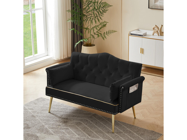 Black Velvet Loveseat Sofa