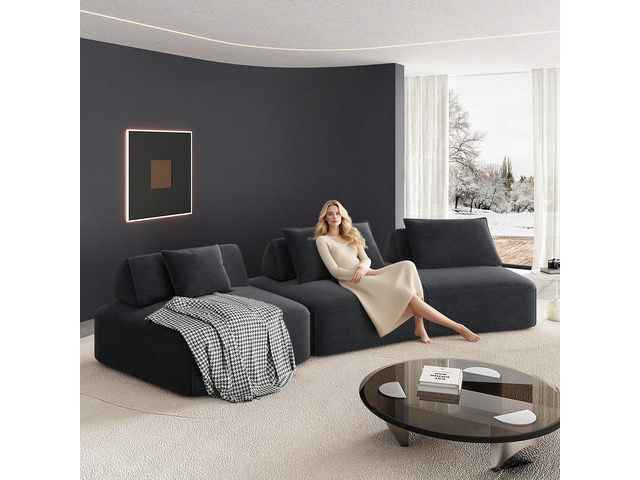 139' Modern Light Luxury Oversized Modular Sectional Sofa Set,DIY Upholstered Fl