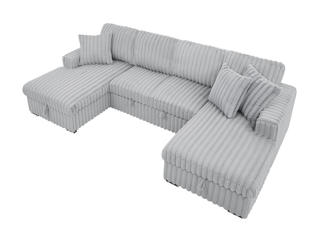 U Shaped Sleeper Sofa, 122 inch Overisze - 2 in 1 Pull Out Bed, Sectional Sleepe