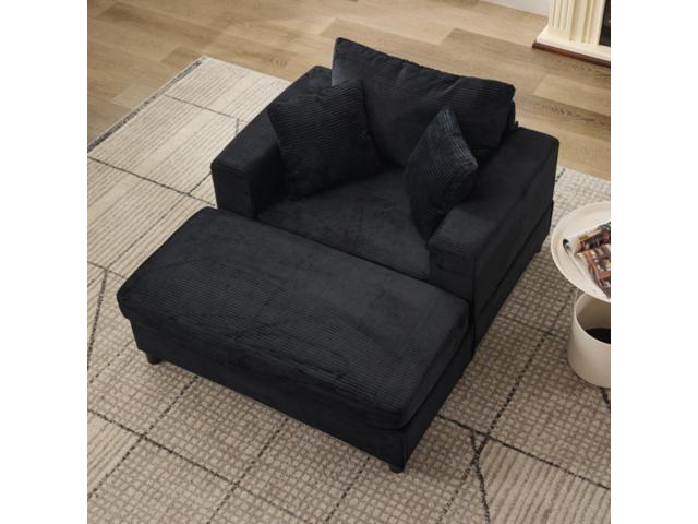 Chaise Lounge Chair with Removable Ottoman Accent Sofa Bed Upholstered Sleeper Couch Bed with Pillows, Modern Deep Seat Upholstered Armchair for…