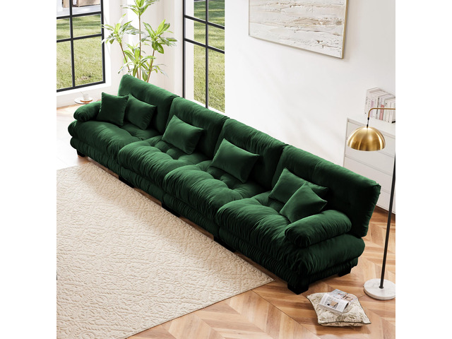 4-Seater Sectional Sofa Modular Deep Seat Sofa Couch, Chenille Sofa Comfy Uphols