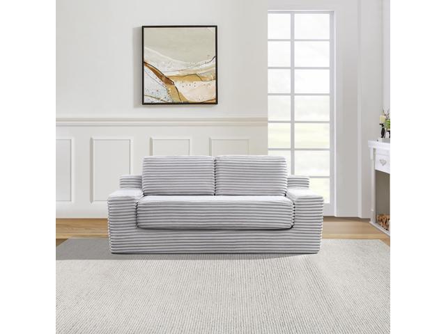 Corduroy Cloud Double Sofa, 2-in-1 Convertible Sofa Bed, Comfortable Boneless Double Sofa, Suitable for Living Room, Apartment, Small Space Grey