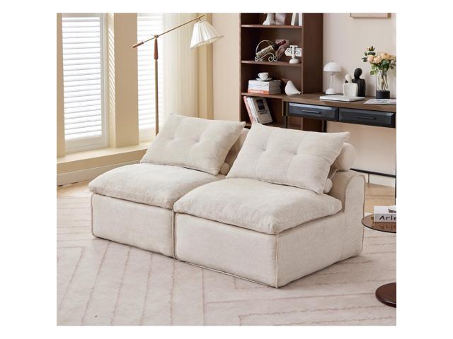 [NEW ARRIVED] [VIDEO PROVIDED]Modular Sofa,No Armrests,At will DIY,Soft Chenille Fabric,Neck Pillow-Back Lounge Sofa Chair,Reading Nook, or...