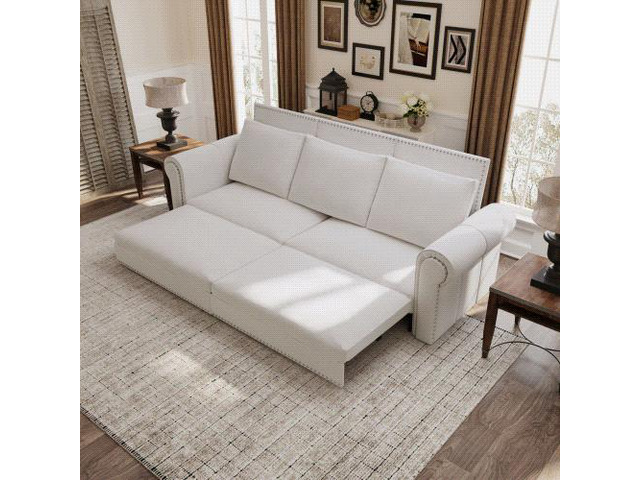 Chesterfield Sofa,93.7' King Pull Out Sofa Bed, 3-in-1 Velvet Convertible Sleepe