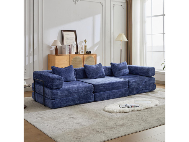 Compression Sofa,Convertible Floor Sofa Bed with Fixed-Shape Frame, Boneless Modular Sectional Sofa,No Assembly Required,Chenille fabric,for Living...