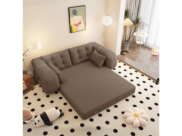 Human Dog Bed, Lazy Sofa Couch, 78.7' Multi-Functional Foldable Sofa Bed, 3-in-1 Teddy Fabric Foam-Filled Sleeper Sofa Bed for Living Room,Guest...