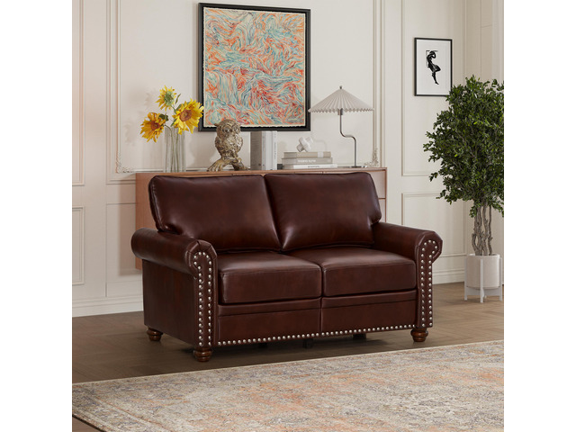 Living Room Sofa Loveseat Chair Burgundy Faux Leather