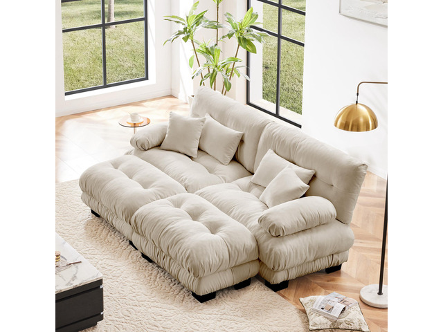 Cloud Couch Sleeper Sofa for Living Room, Chenille 2 Seater sofa with 2 Lumbar p