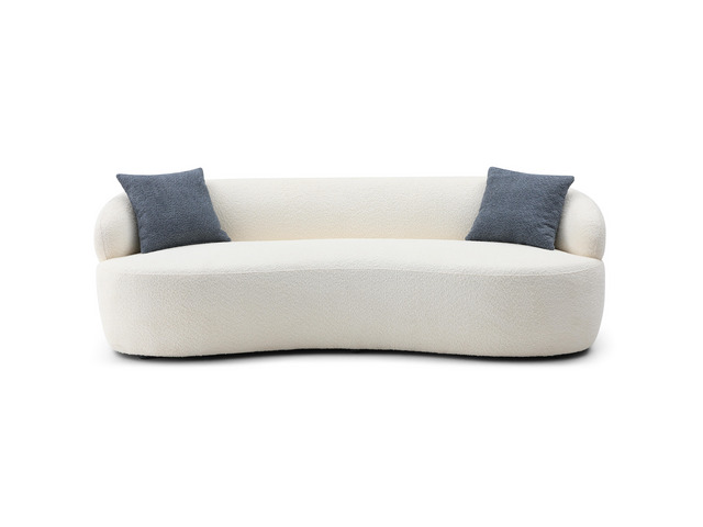 Mid Century Modern Curved Sofa, 3 Seat Cloud couch Boucle sofa Fabric Couch for
